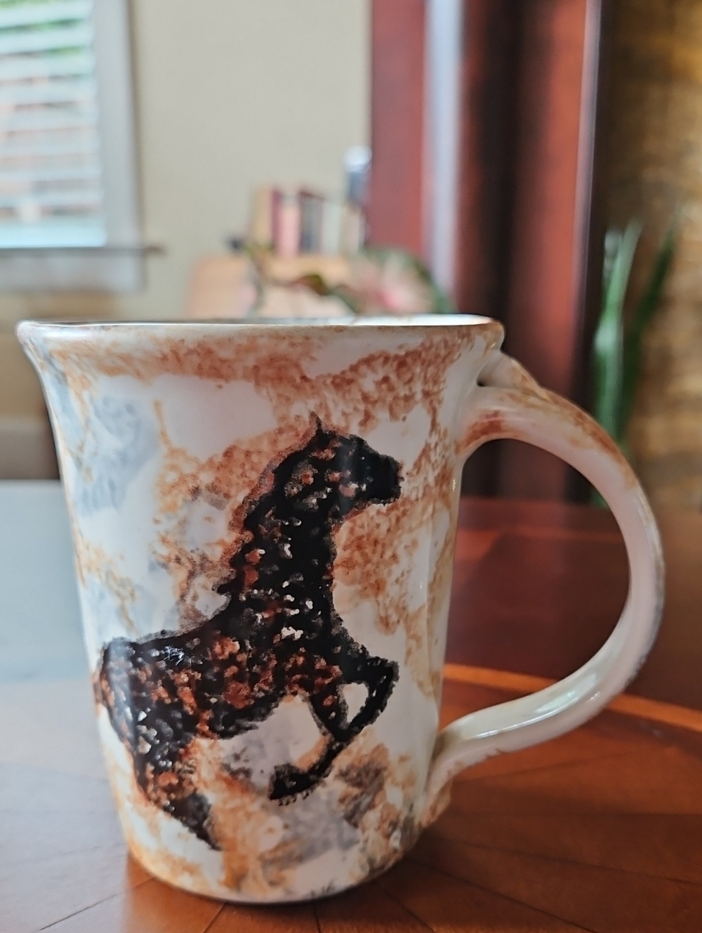 Vintage Neher Pottery Signed Horse Mug 2002 Handmade Stoneware Ceramic Art